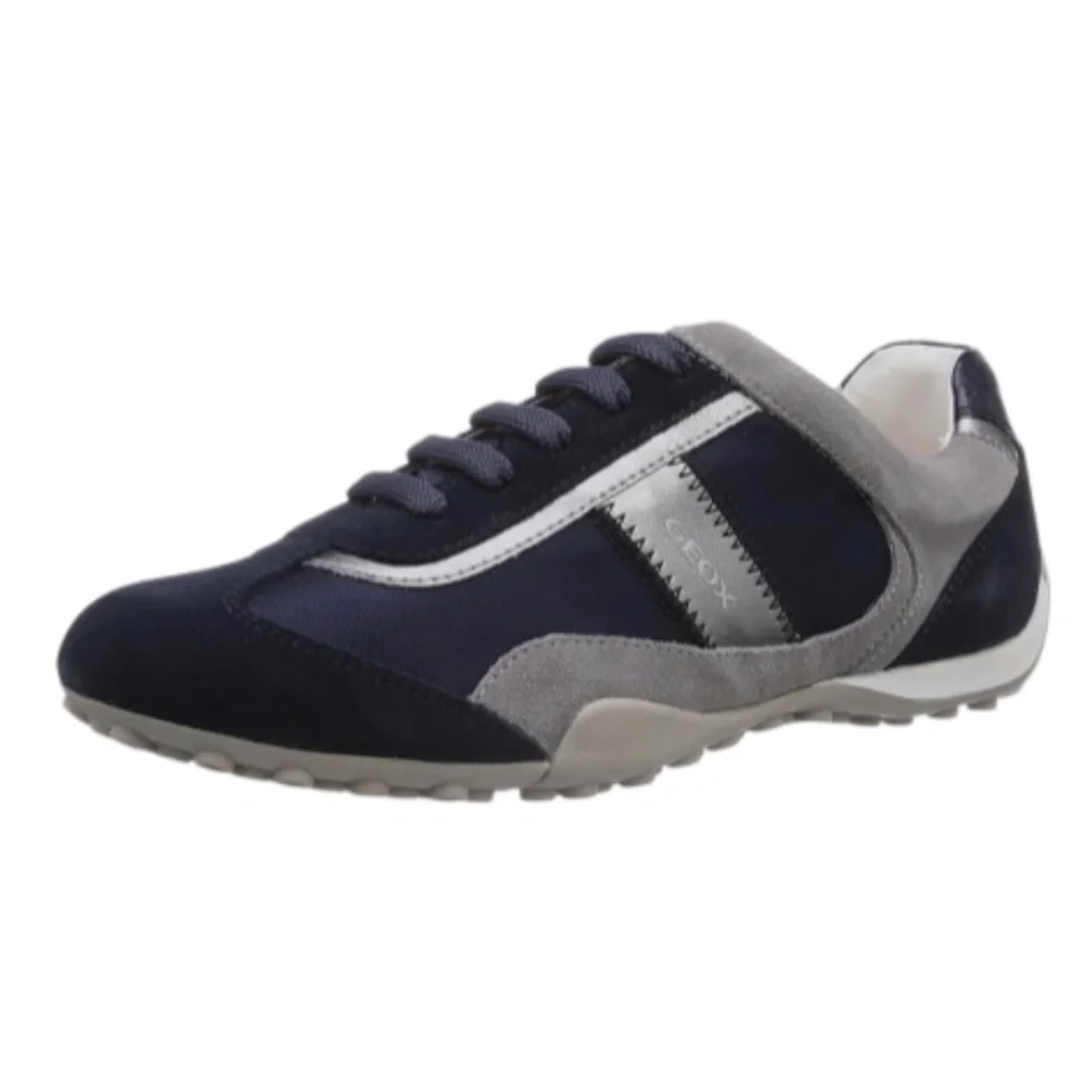 Geox D Snake B Navy Grey Canvas Suede Breathable Sneakers Women's 5 35 NEW BNIB